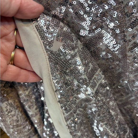 Betsy & Adam Sequin Gown in a rose or pink shade size 2 small gown floor - Picture 15 of 16